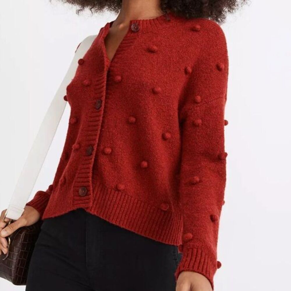 NEW‎ Madewell Bobble Colburne Cardigan Sweater, red, XS